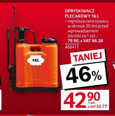 Opryskiwacz plecakowy 16 l promocja w Selgros