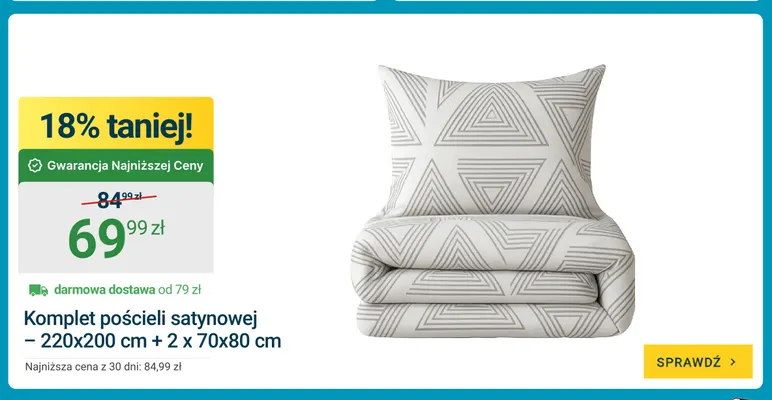 Komplet pościeli satynowej 220x200 cm + 2x70x80 promocja w ERLI