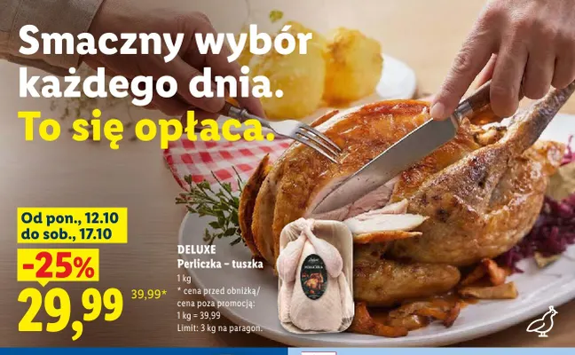 Perliczka tuszka Deluxe promocja w Lidl