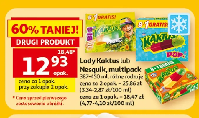 Lody Kaktus multipack promocja w Auchan