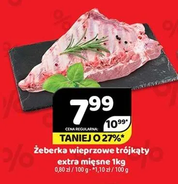 Żeberka wieprzowe trójkąty extra mięsne promocja w Delfin