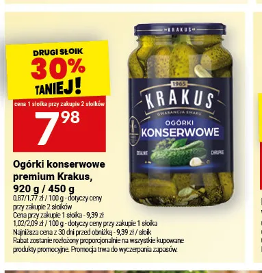 Ogórki konserwowe premium Krakus promocja w Twój Market