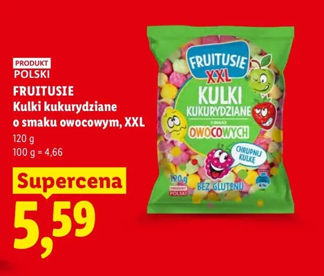 Kulki kukurydziane o smaku owocowym Fruitusie XXL promocja w Lidl