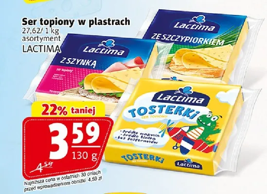 Ser topiony w plastrach z szynką Lactima promocja w Prim Market