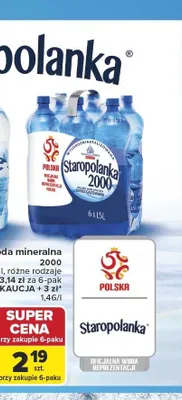 Woda mineralna Staropolanka 2000 wysokozmineralizowana lekko gazowana promocja w Carrefour