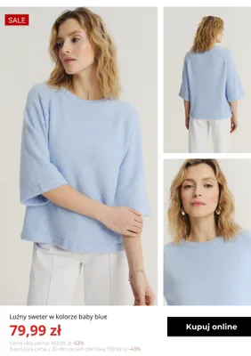 Sweter damski luźny Greenpoint baby blue promocja w Greenpoint