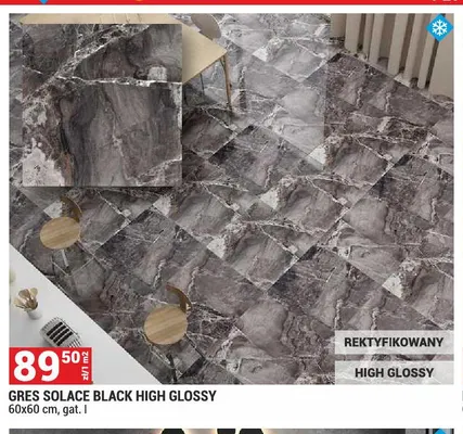 Gres Solace Black High Glossy 60x60 cm promocja w Merkury Market