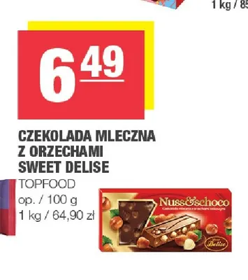 Czekolada mleczna z orzechami Sweet Delise promocja w SPAR