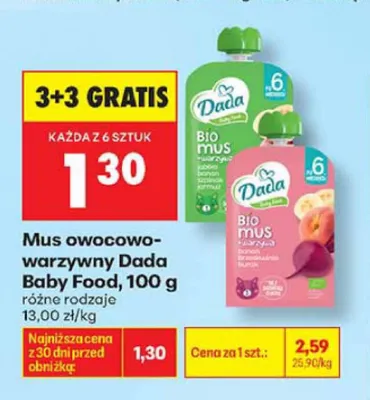 Mus owocowo-warzywny Dada Bio mus warzywa owoce promocja w Biedronka