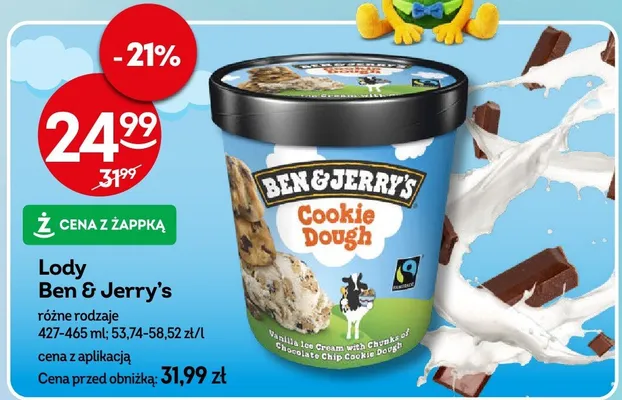 Lody Ben & Jerry's Cookie Dough promocja w Żabka