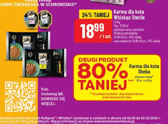 Karma dla kota Sheba wybrane rodzaje promocja w POLOmarket