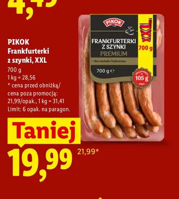 Frankfurterki z szynki XXL Pikok promocja w Lidl