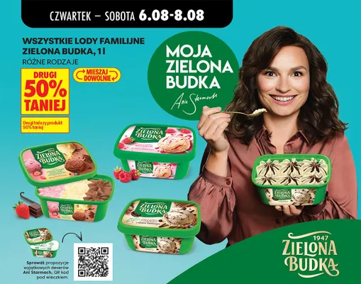 Lody familijne czekoladowe waniliowe truskawkowe Zielona Budka promocja w Biedronka