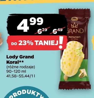 Lody Grand Koral Pistachio promocja w Netto