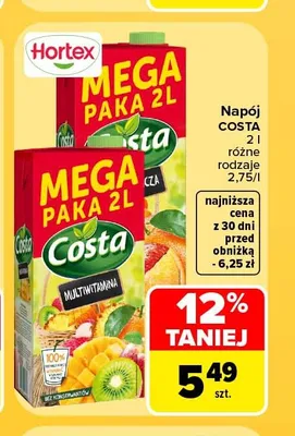 Napój Costa czarna porzeczka promocja w Carrefour