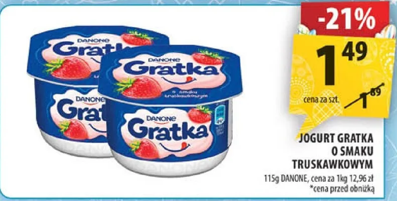 Jogurt gratka o smaku truskawkowym promocja w Arhelan