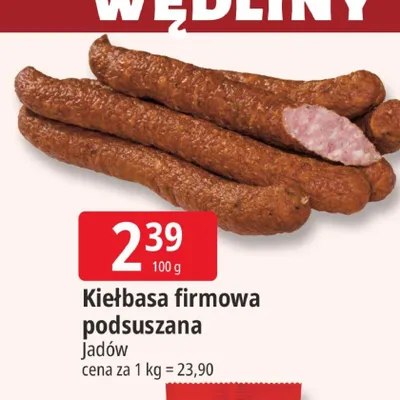 Kiełbasa firmowa podsuszana Jadów promocja w Leclerc