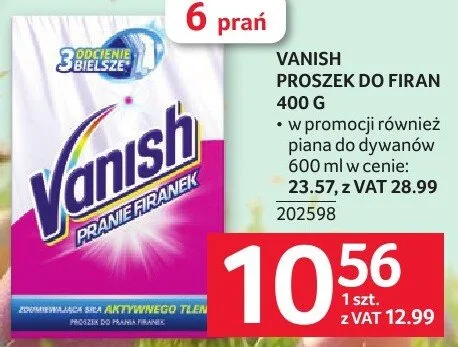 Proszek do firan VANISH 400 G promocja w Selgros