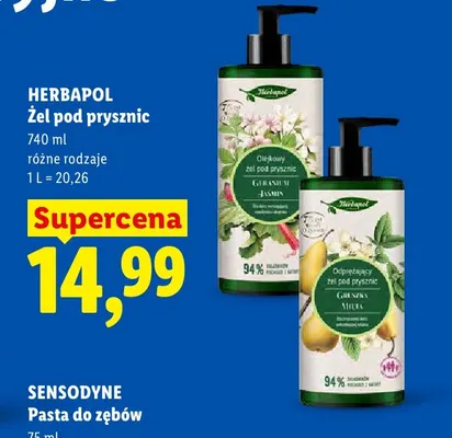 Olejkowy żel pod prysznic Herbapol Geranium Jaśmin promocja w Lidl