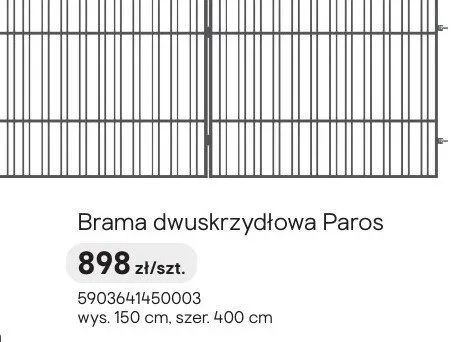 Brama dwuskrzydłowa Paros promocja w Castorama