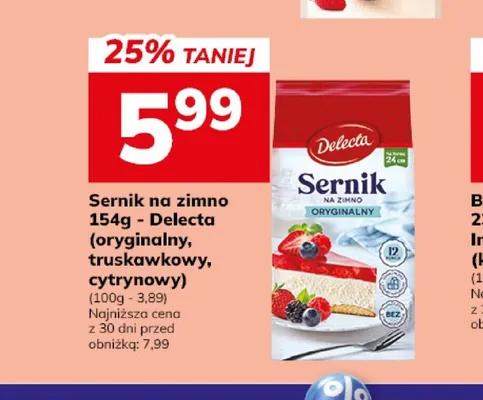 Sernik na zimno truskawkowy Delecta promocja w Hitpol