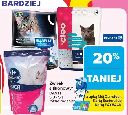 Żwirek silikonowy CASTI różne rodzaje promocja w Carrefour