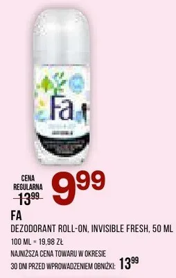 Dezodorant roll-on Invisible Fresh promocja w Drogerie Natura
