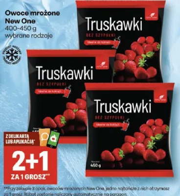 Owoce mrożone truskawki bez dzypek promocja w Delikatesy Centrum