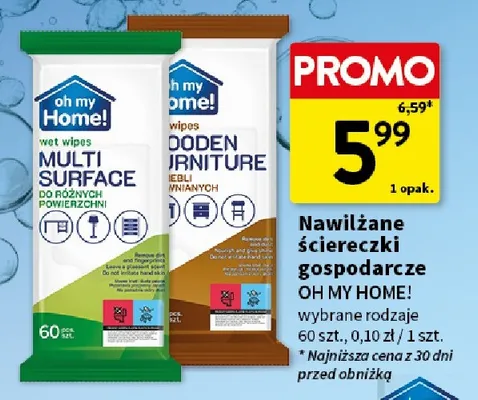 Nawilżane ściereczki gospodarcze Oh My Home! promocja w Intermarche