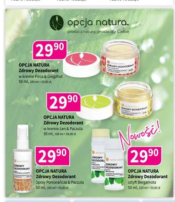 Zdrowy dezodorant w kremie Len & Paczula Opcja Natura promocja w Drogerie Polskie