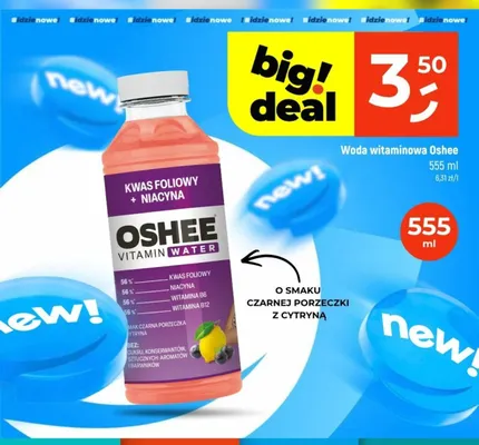 Woda witaminowa Oshee o smaku czarnej porzeczki z cytryną promocja w Dealz