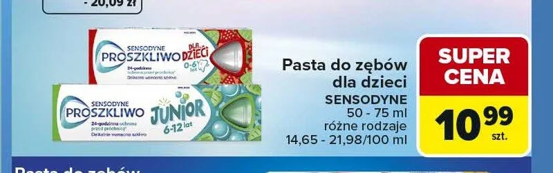 Pasta do zębów dla dzieci Sensodyne Proszkliwo Dzieci 0-6 lat promocja w Carrefour Market