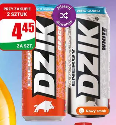 Napój energetyzujący WK Dzik Peach promocja w Dino