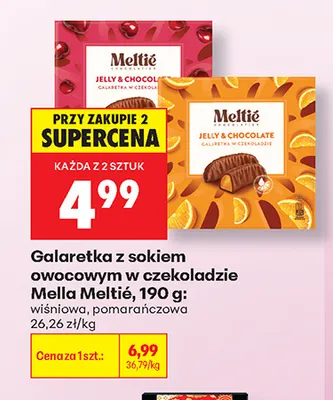 Galaretka z sokiem owocowym w czekoladzie Mella Meltié pomarańczowa promocja w Biedronka