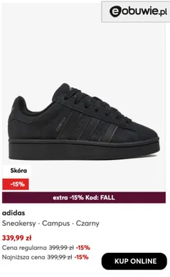 Sneakersy Campus czarny adidas promocja w eobuwie.pl