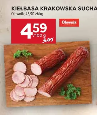 Kiełbasa krakowska sucha Olewnik promocja w Stokrotka