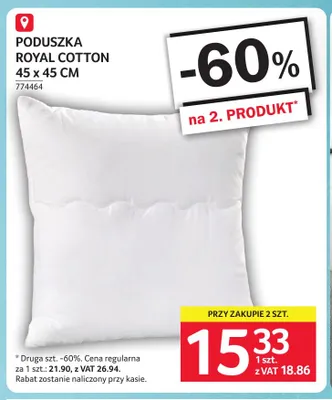 Poduszka Royal Cotton 45x45 cm promocja w Selgros