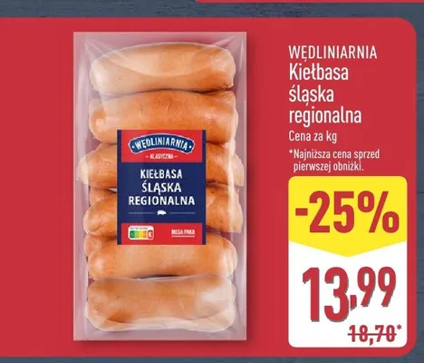 Kiełbasa śląska regionalna Wędliniarnia WĘDLINIARNIA promocja w Aldi