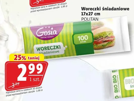 Woreczki śniadaniowe Gosia 17x27 cm promocja w Prim Market