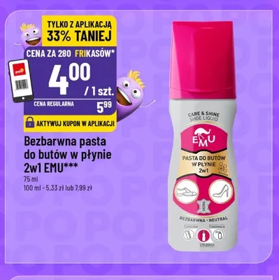 Bezbarwna pasta do butów w płynie 2w1 EMU promocja w POLOmarket