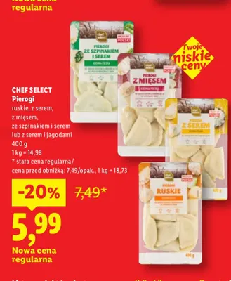Pierogi ruskie Chef Select promocja w Lidl