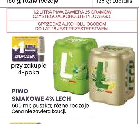 Piwo smakowe 4% Lech 4-pak 500ml promocja w Stokrotka