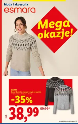 Sweter damski ze wzorem w stylu norweskim Esmara promocja w Lidl