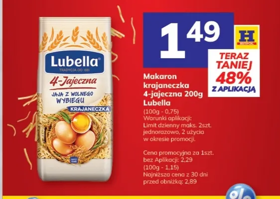 Makaron krajaneczka 4-jajeczna Lubella promocja w Hitpol