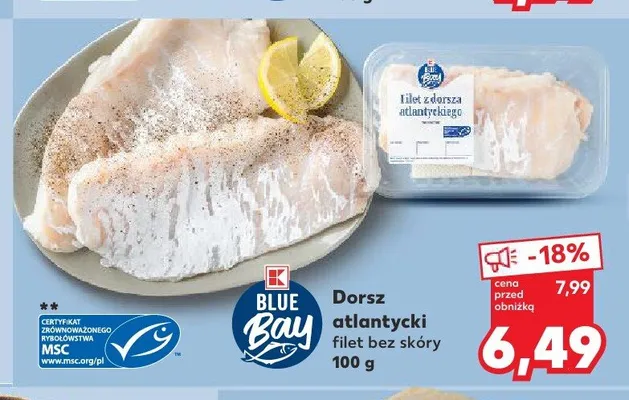 Dorsz atlantycki filet bez skóry Blue Bay promocja w Kaufland