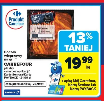 Boczek wieprzowy na grill plastry CARREFOUR promocja w Carrefour Market