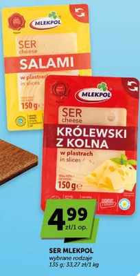 Ser Mlekpol Salami w plastrach promocja w Groszek