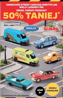 Samochód street cars Majorette lub Welly Legendy PRL DRUGI -50% promocja w Netto