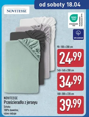 Prześcieradło z jerseyu 180-200 x 220 cm promocja w Aldi