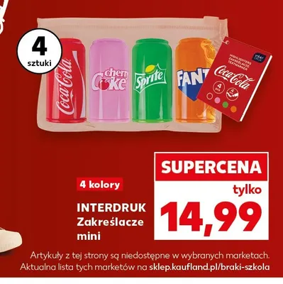 Zakreślacze mini Interdruk Coca-Cola 4-pak promocja w BACK TO SCHOOL